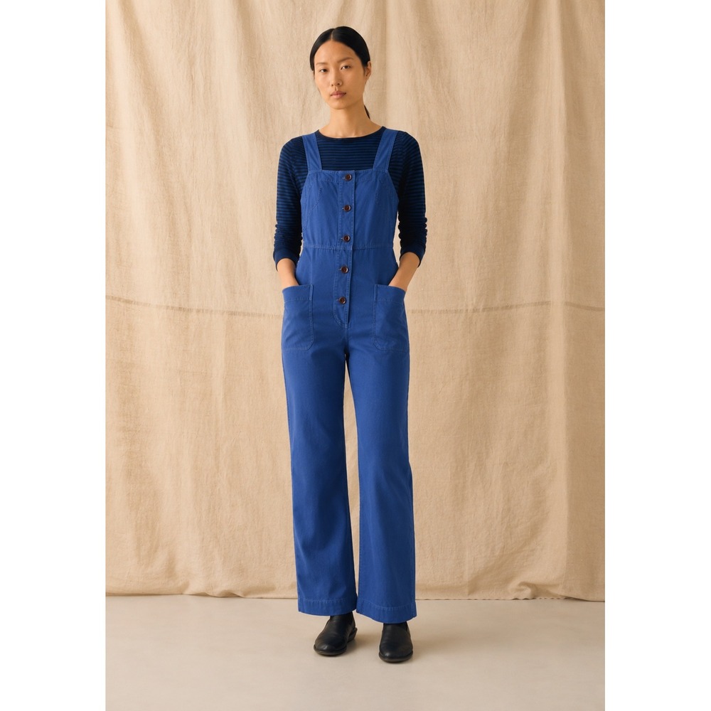 TOAST Dugarees Pinafore Overalls Jumpsuit Size 6 Blue Cotton Button Front